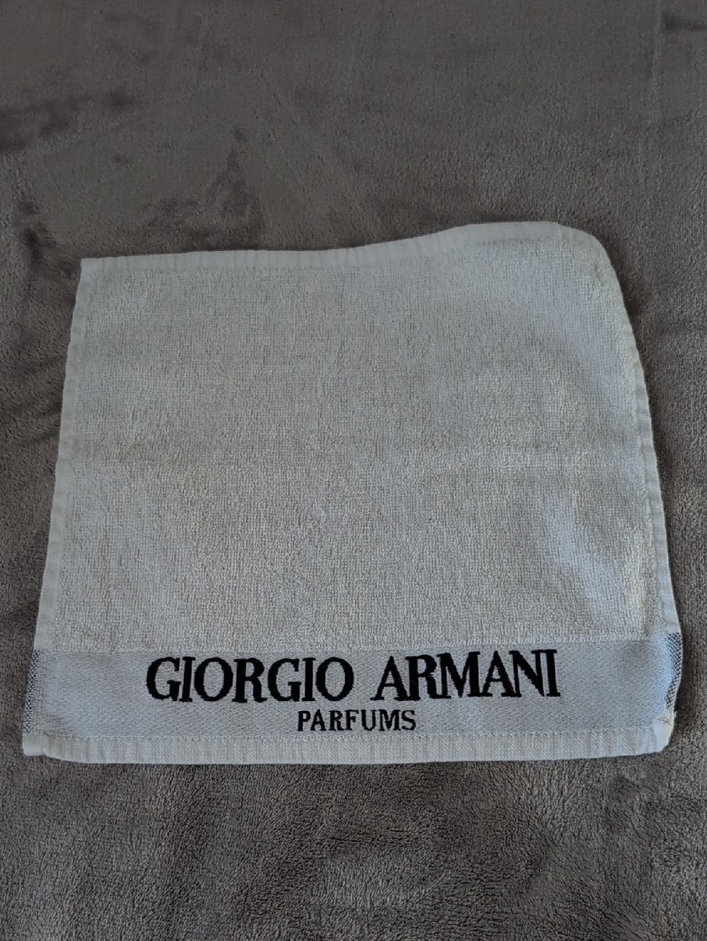 Vintage Giorgio Armani White Mini Towel with Black Logo